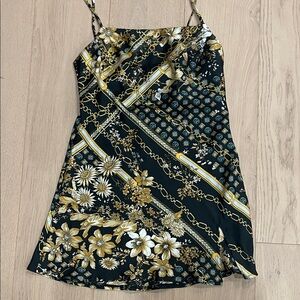 Princess Polly Black and Gold Floral Mini Dress